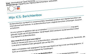 E-mail van 'ICS' gekregen? Pas op, dit is een phishingmail 