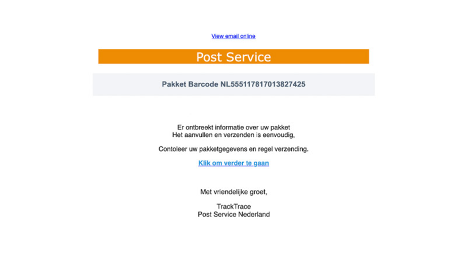 Mail van 'Post Service Nederland'