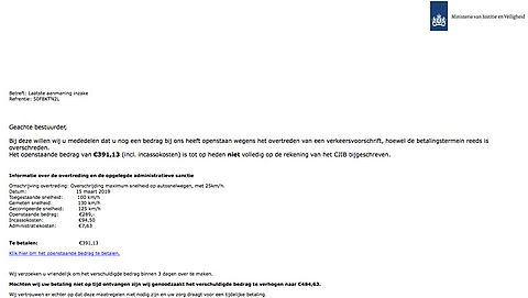 Let op! E-mail met 'CJIB' boete is nep