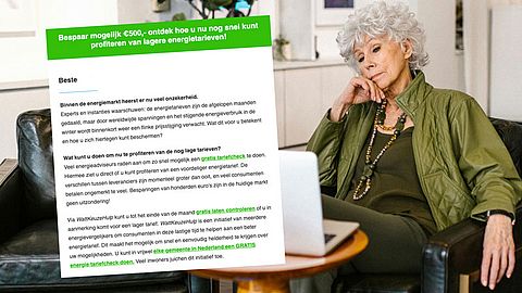 Nepmail over gratis tariefcheck in omloop: ‘Bespaar mogelijk 500 euro op je energierekening’