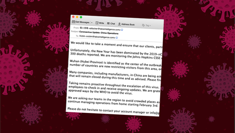 E-mail over coronavirus bevat computervirus