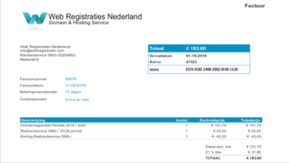 Spookfactuur van 'Web Registraties Nederland' wederom in omloop