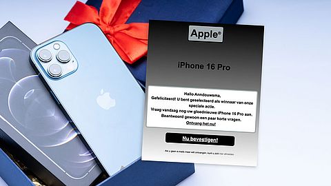 Mail namens Apple: ‘Gefeliciteerd jouw iPhone 16 Pro wacht op jou!’ is phishing