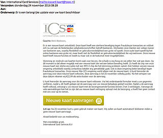Valse e-mail over nieuwe kaart 'ICS'