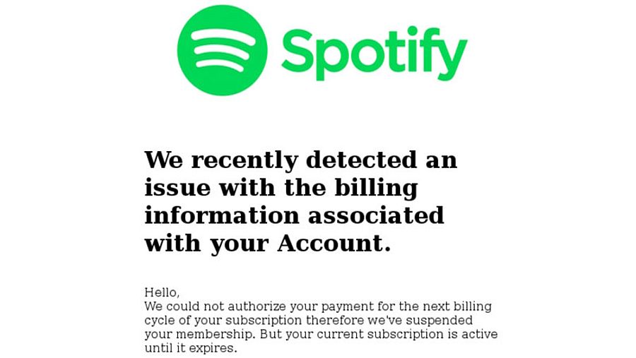 Valse mail Spotify 1/2 Bron: Fraudehelpdesk