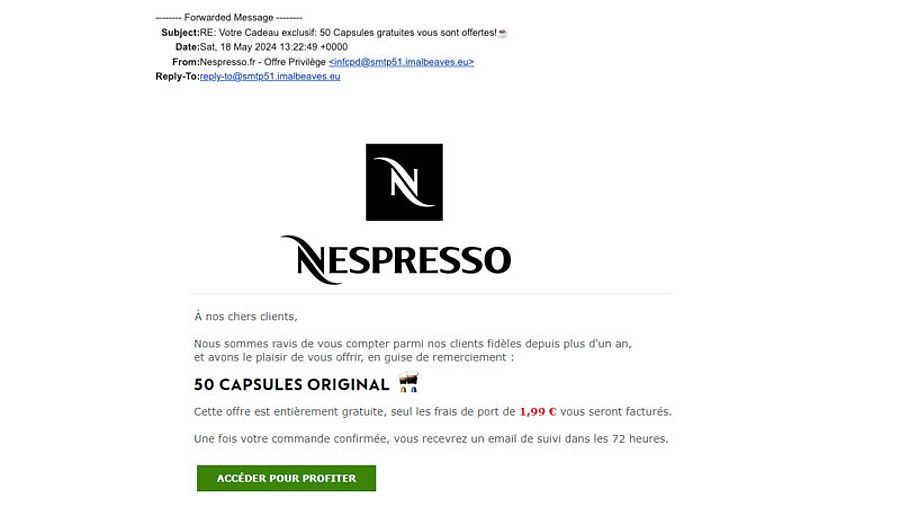 Nespresso phishingbericht 1/2