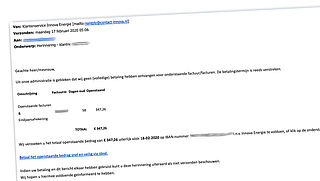 Valse mail over openstaande energierekening bij Innova Energie