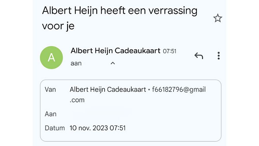 Valse mail Albert Heijn