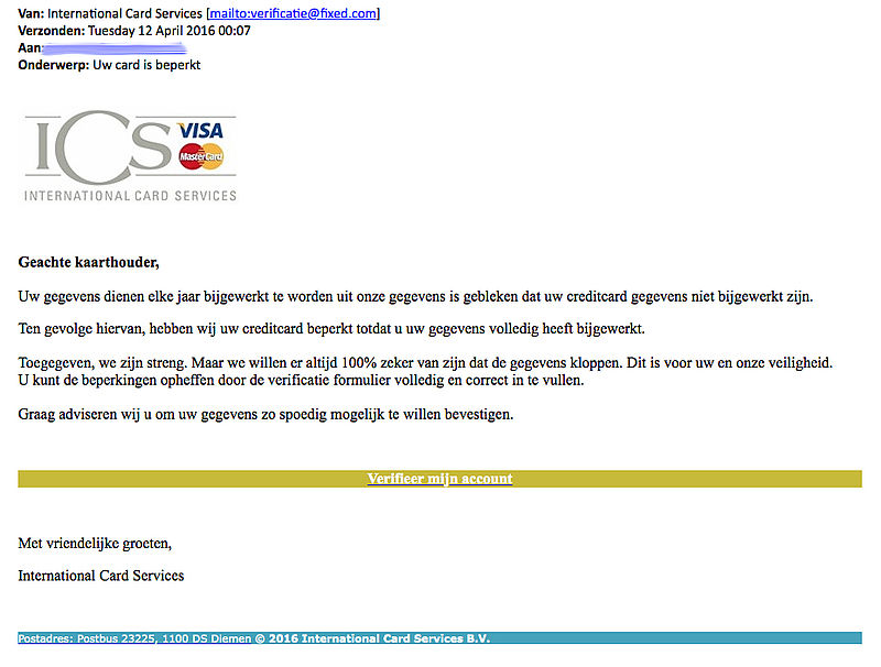 Valse e-mail uit naam van ICS