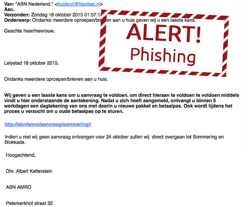 Valse e-mail van 'ABN Nederland'