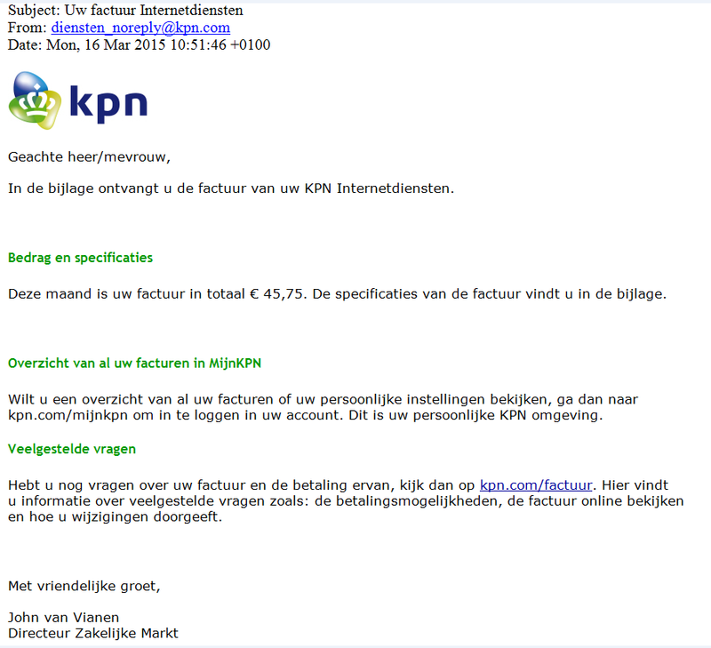 Valse e-mail KPN in omloop
