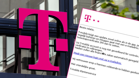 Mail namens 'T-Mobile' over een nieuwe online omgeving is phishing