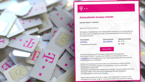 T-Mobile waarschuwt klanten voor oplichting via phishingmails: 'Automatische incasso mislukt'