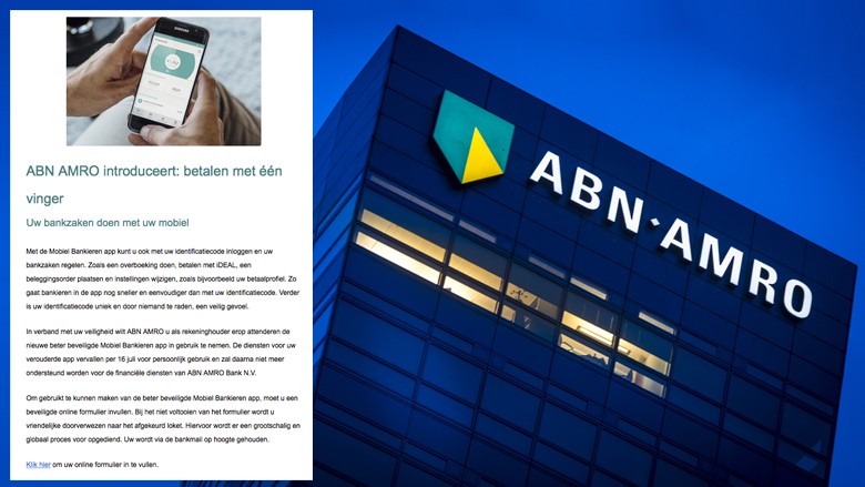 Phishingmail 'ABN AMRO' over vernieuwd mobiel bankieren