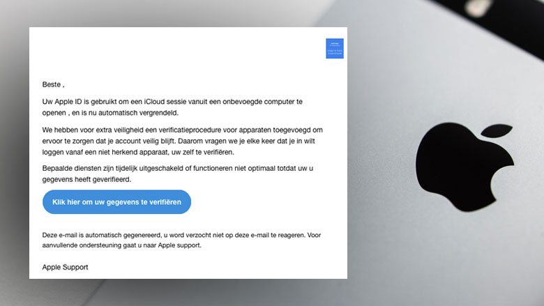 Valse e-mail Apple: 'Uw Apple ID is automatisch vergrendeld'