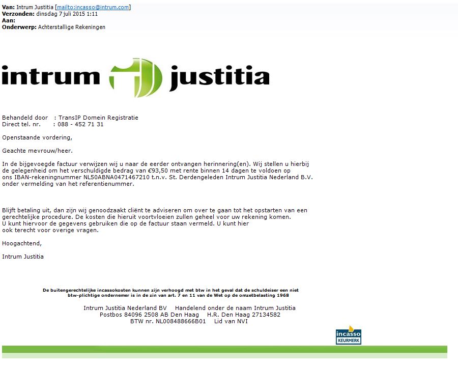 Valse Mail 'Intrum Justitia' Bevat Virus! - Opgelicht?! - AVROTROS ...