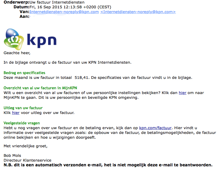 Nepfactuur KPN: '€518,41 voor internetdiensten'