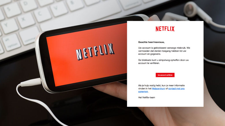 Opnieuw phishingmail 'Netflix' over geblokkeerd account