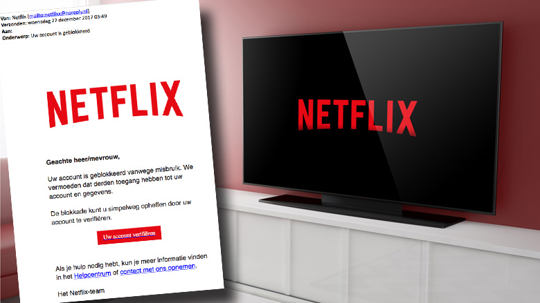 Netflix-fans opgelet! Phishingmail in omloop