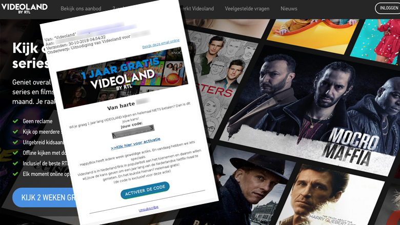Pas op: phishingmail van 'Happy Box' over Videoland-account