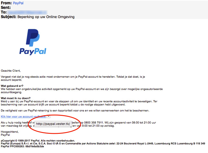 Kijk uit voor phishingmail 'PayPal'