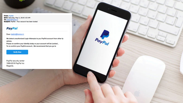 Phishingmail PayPal: 'Your account has been locked'