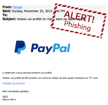 Valse mail PayPal over profiel