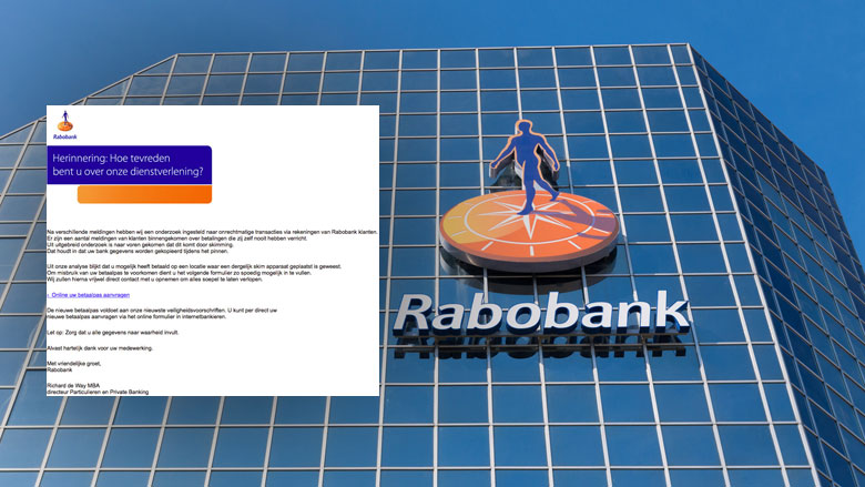 'Rabobank'-mail over fraude is zélf frauduleus