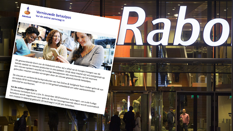 Kijk uit voor realistische phishingmail van 'Rabobank' over nieuwe betaalpas