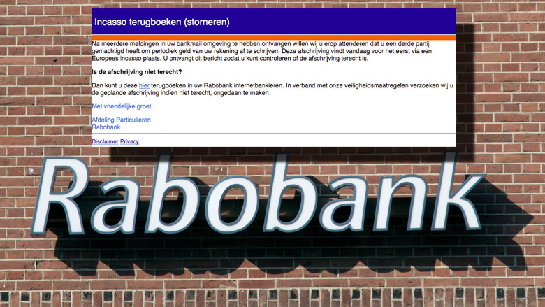 E-mail 'Rabobank' over periodieke afschrijving is phishing