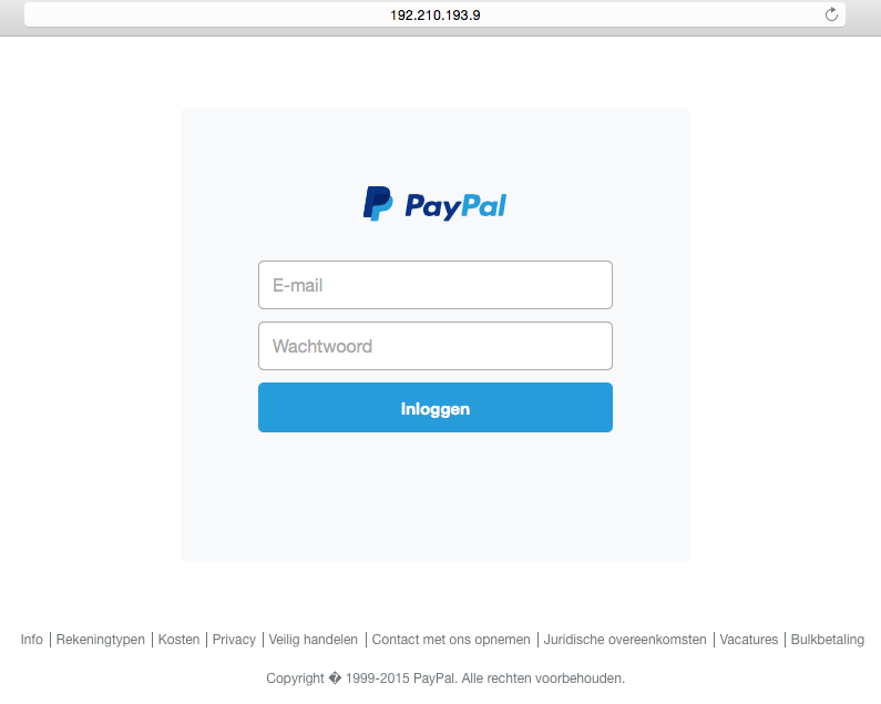 Phishingmail PayPal over 'actualisatieformulier' 
