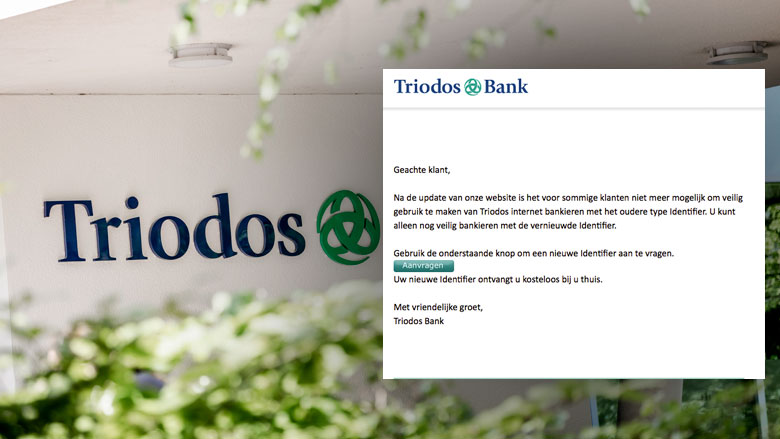 Let op! Phishingmail uit naam Triodos Bank