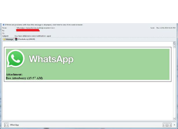 Valse mail 'WhatsApp' over voicemail
