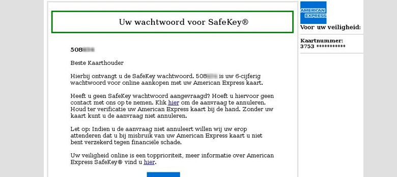 Phishingmail van American Express
