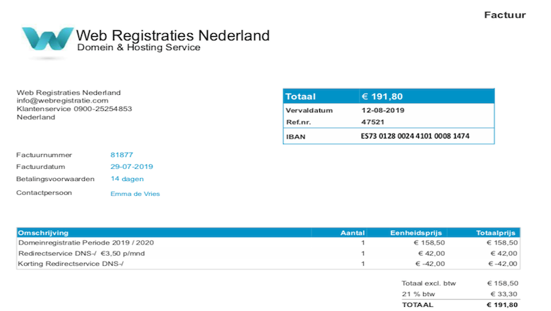 Factuur gekregen van 'Web Registraties Nederland'? Gooi deze gerust weg
