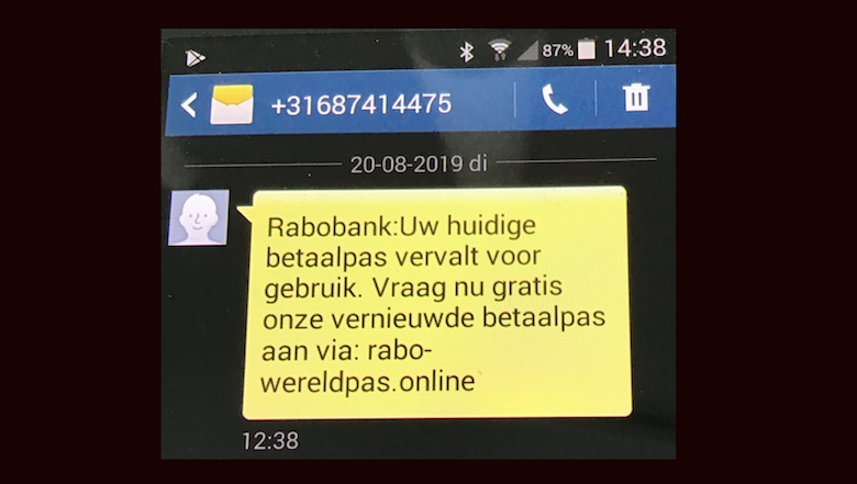 Trap niet in valse sms van 'Rabobank'