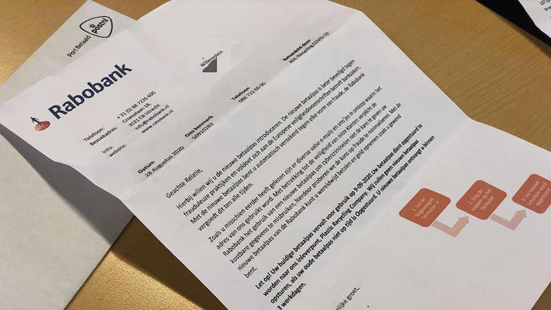 Politie waarschuwt voor valse brieven namens de 'Rabobank'