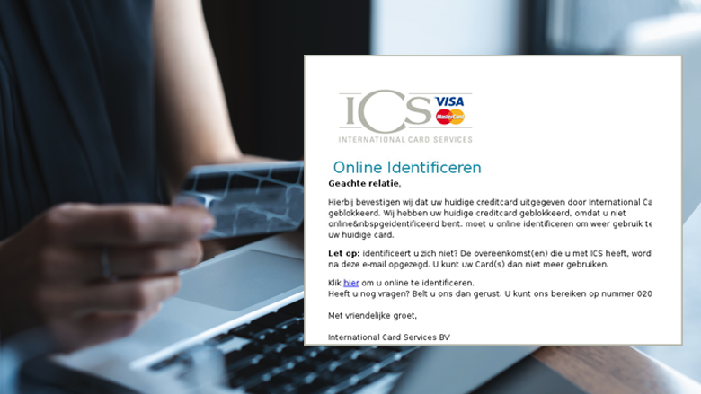 Valse mail namens 'ICS' over geblokkeerde creditcard in omloop