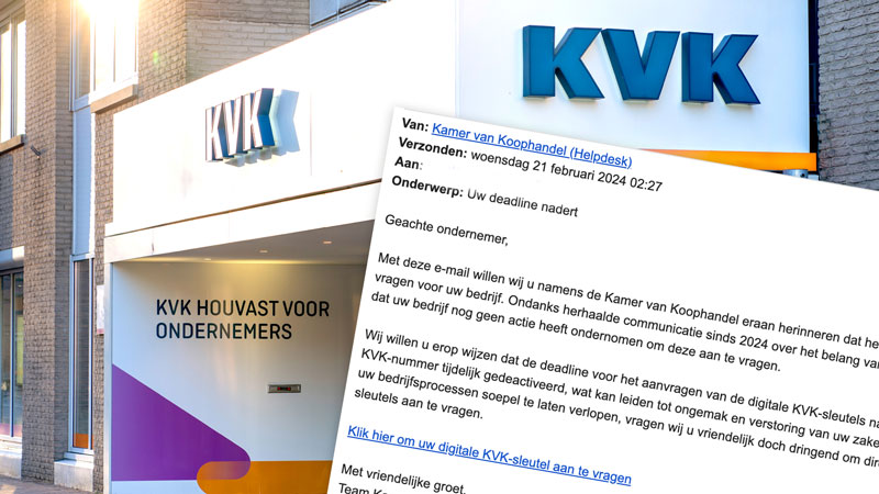 Nepmail namens KVK over aanvragen digitale sleutel