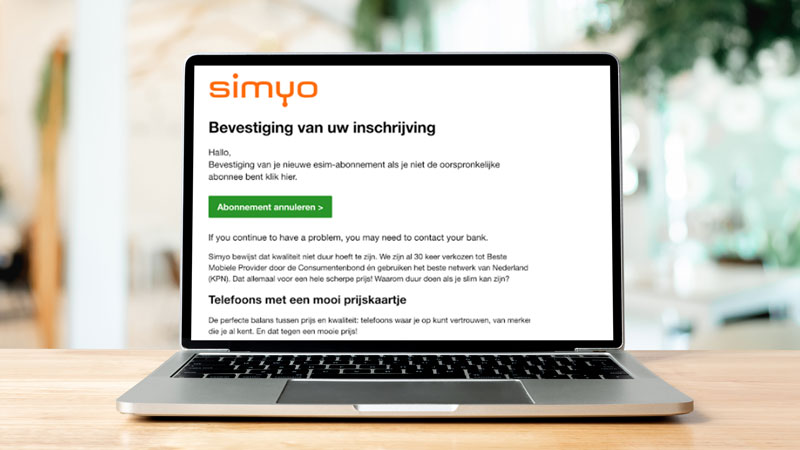 Mij niet bellen: nepbericht van telecomprovider Simyo over eSIM-abonnement