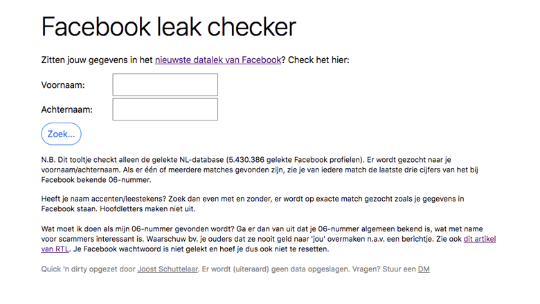 Facebook Leak Checker