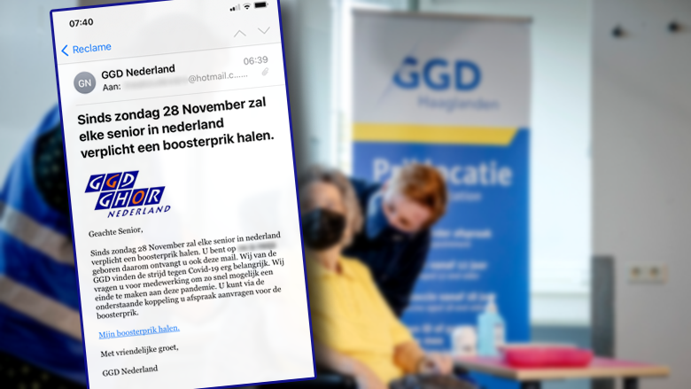 Valse mail namens GGD Nederland: 'Sinds 28 november is boosterprik verplicht voor senioren'