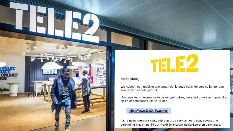 Valse Tele2-mail in omloop: 'Je account wordt binnen 48 uur verwijderd'