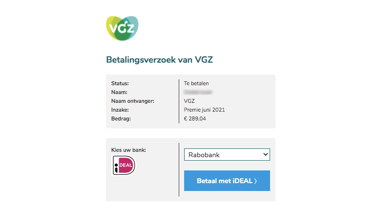 Nagemaakte website van 'VGZ'