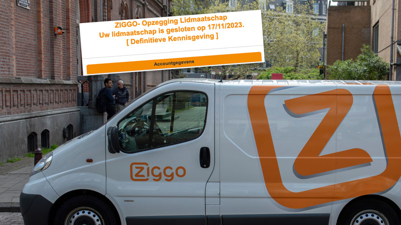 Phishingmail namens Ziggo over opzeggen lidmaatschap: ‘Factuur F326641325’