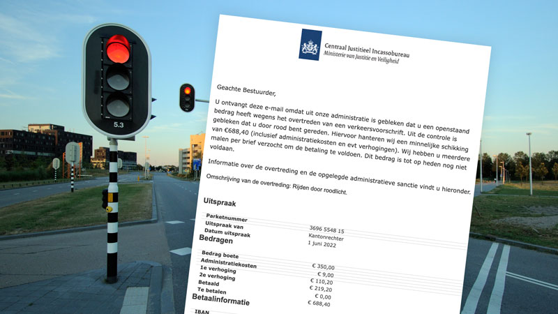 Wees gewaarschuwd voor CJIB-mail over verkeersboete van 688,40 euro