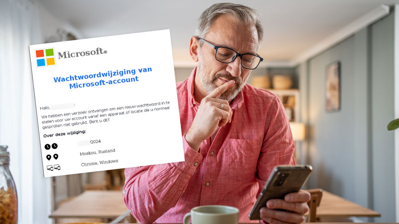 Frauduleuze mail uit naam van Microsoft over wachtwoordwijziging