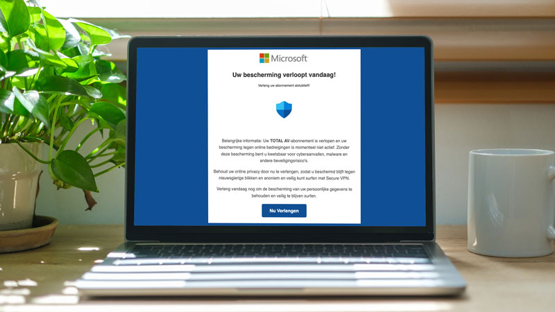 Misleidend Microsoft-bericht: ‘Uw bescherming verloopt vandaag!’ is phishing