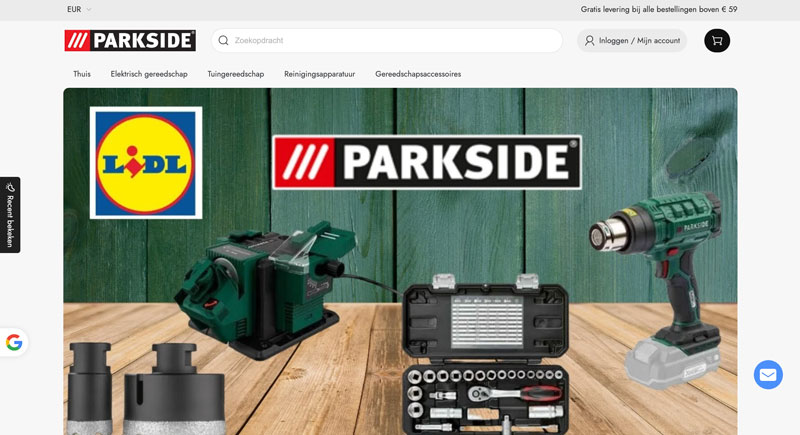 Bestel geen Parkside gereedschap van Lidl bij ‘parksidestores.com’