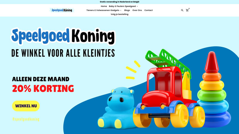 Nepwebshop ‘de-speelgoed-koning.nl’ verkoopt kinderspeelgoed met 20 procent korting